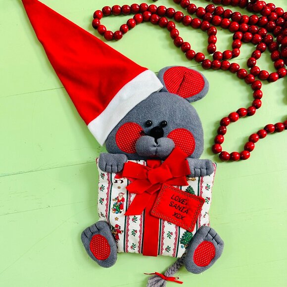 Vintage Large Xmas Mouse Wall Decor Christmas Front Door Sign Vintage Christmas - Picture 1 of 9